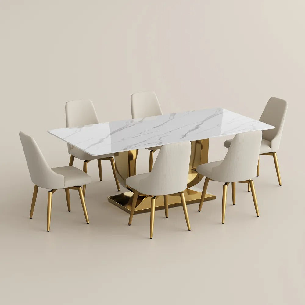 Anastasia 7 Piece Modern U-Shape Dining Table Set