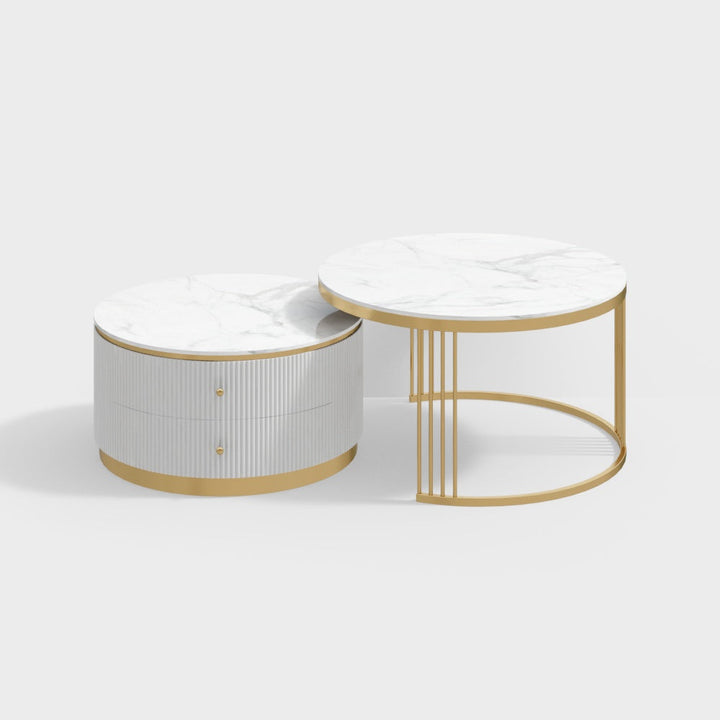 Jayesh Stainless Steel With Pvd Coated Coffee Table Marble Top