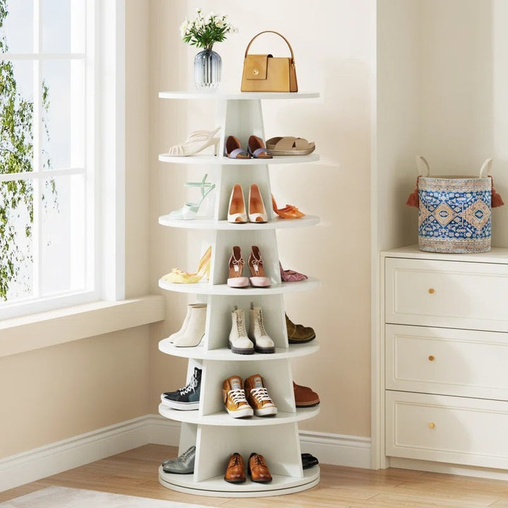 Arisha Engineered Wood Rotating Shoe Rack for Home