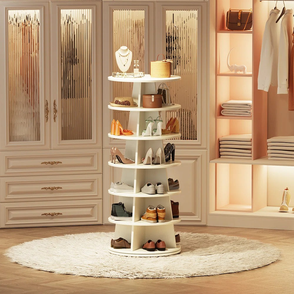 Arisha Engineered Wood Rotating Shoe Rack for Home
