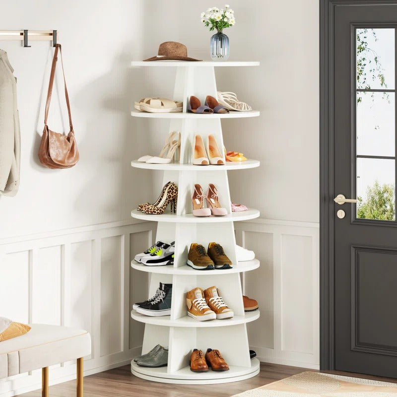 Arisha Engineered Wood Rotating Shoe Rack for Home