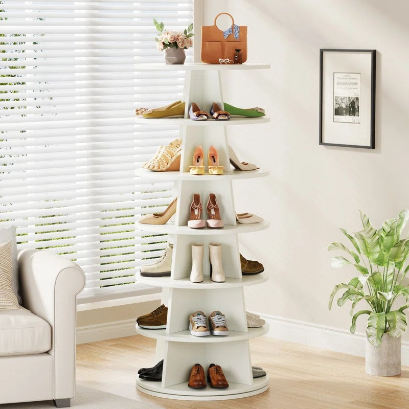 Arisha Engineered Wood Rotating Shoe Rack for Home