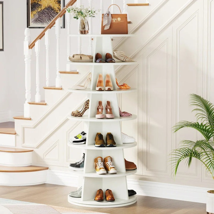 Arisha Engineered Wood Rotating Shoe Rack for Home
