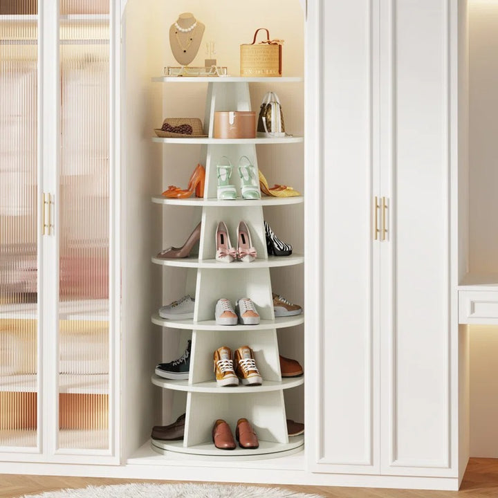 Arisha Engineered Wood Rotating Shoe Rack for Home