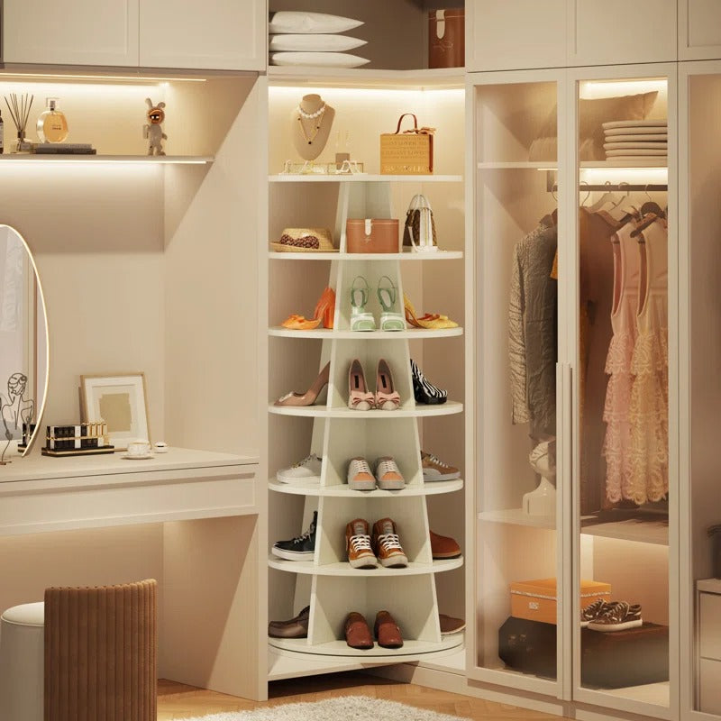 Arisha Engineered Wood Rotating Shoe Rack for Home