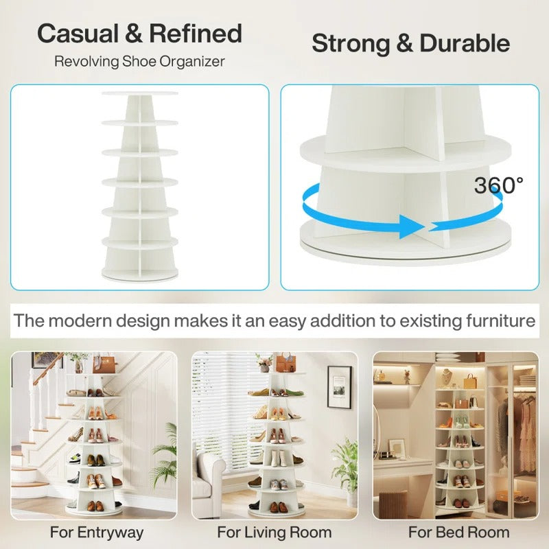 Arisha Engineered Wood Rotating Shoe Rack for Home