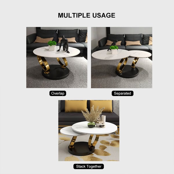 Amara Stainless Steel With Pvd Coated Coffee Table Ring-Shaped Metal Pedestal