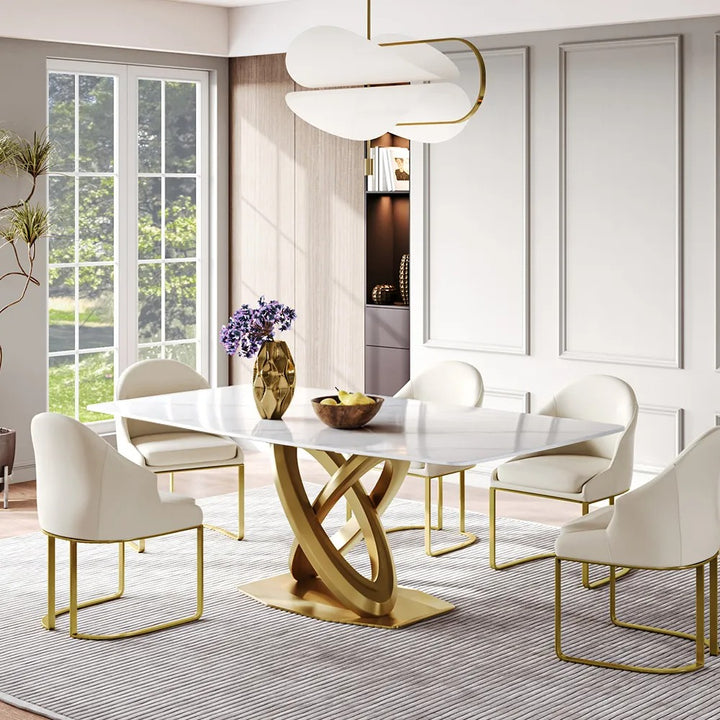 Ekaterina 7 PCS Modern Luxe Glossy kitchen Dining Table Sets