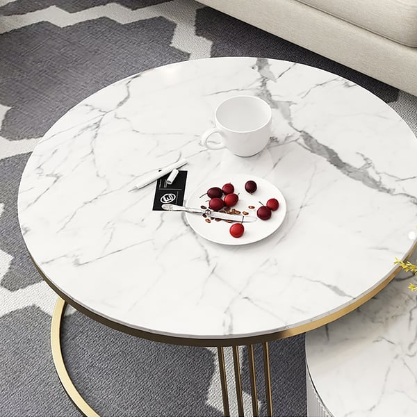 Jayesh Stainless Steel With Pvd Coated Coffee Table Marble Top