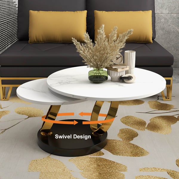 Amara Stainless Steel With Pvd Coated Coffee Table Ring-Shaped Metal Pedestal