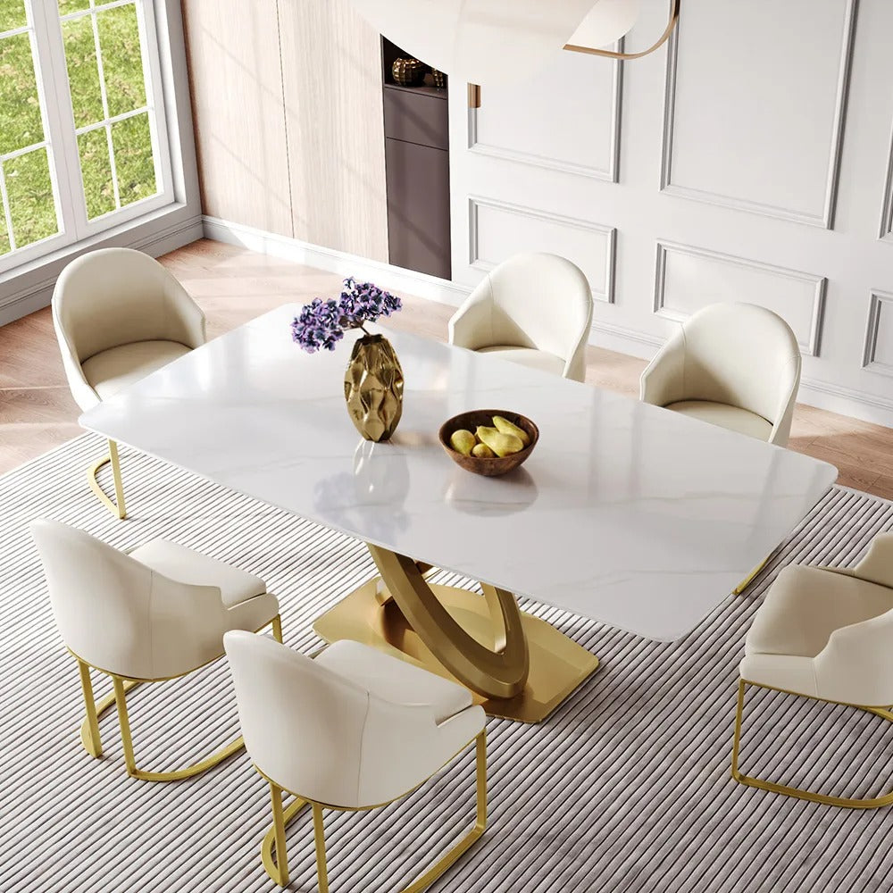 Ekaterina 7 PCS Modern Luxe Glossy kitchen Dining Table Sets