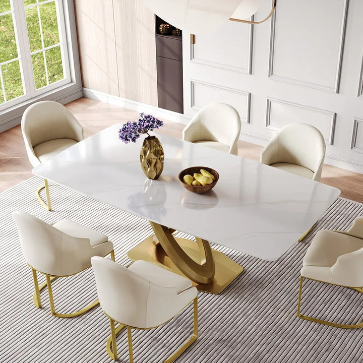 Ekaterina 7 PCS Modern Luxe Glossy kitchen Dining Table Sets