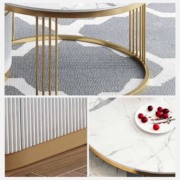 Jayesh Stainless Steel With Pvd Coated Coffee Table Marble Top