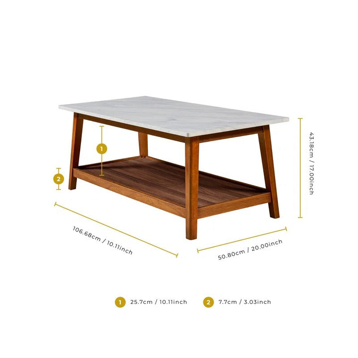 Disha Solid Wood Coffee Table for Marble Top for Living Room