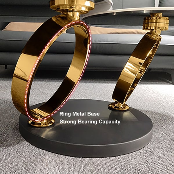 Amara Stainless Steel With Pvd Coated Coffee Table Ring-Shaped Metal Pedestal