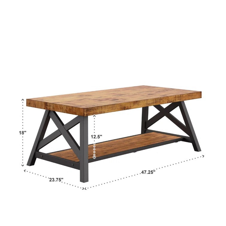 Saanvi Metal and Wooden Coffee Table for Living Room