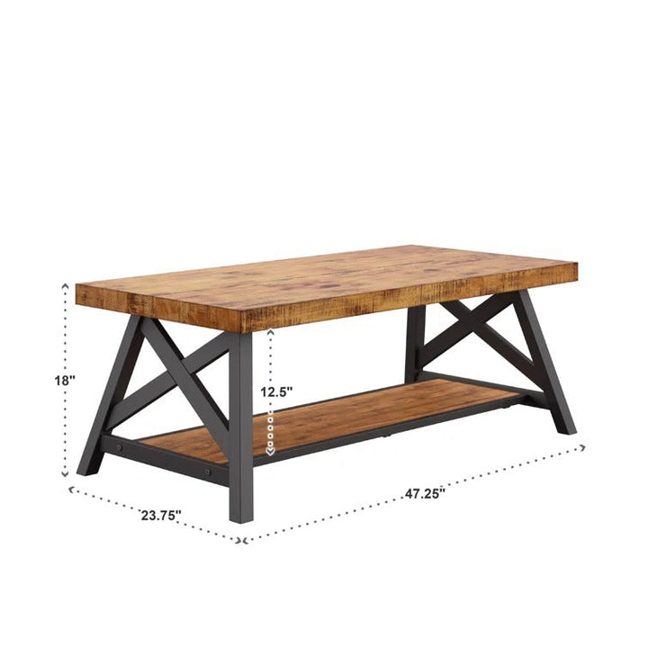 Saanvi Metal and Wooden Coffee Table for Living Room