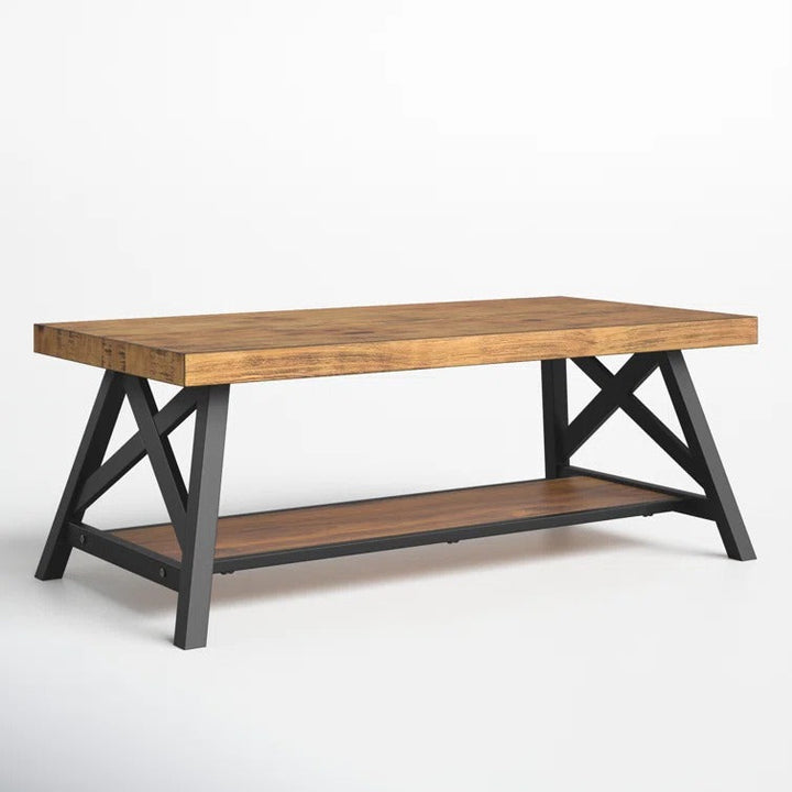 Saanvi Metal and Wooden Coffee Table for Living Room