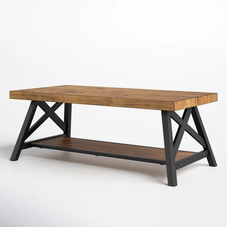 Saanvi Metal and Wooden Coffee Table for Living Room
