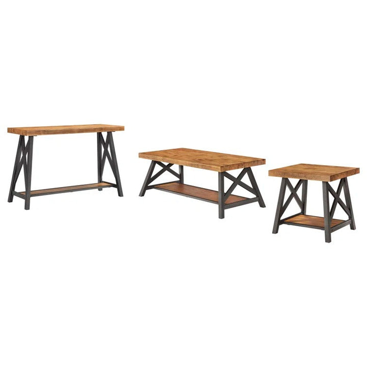 Saanvi Metal and Wooden Coffee Table for Living Room
