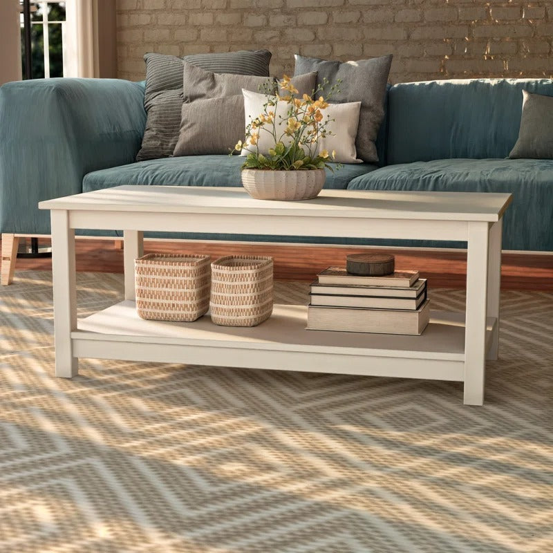 Ananya Solid Wood Coffee Table in White Finish