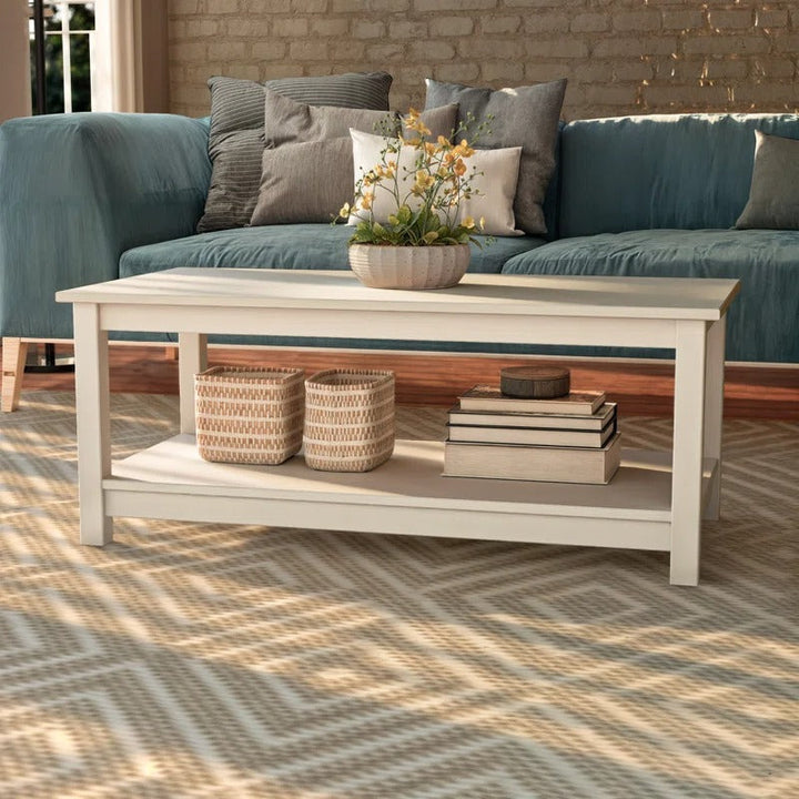 Ananya Solid Wood Coffee Table in White Finish