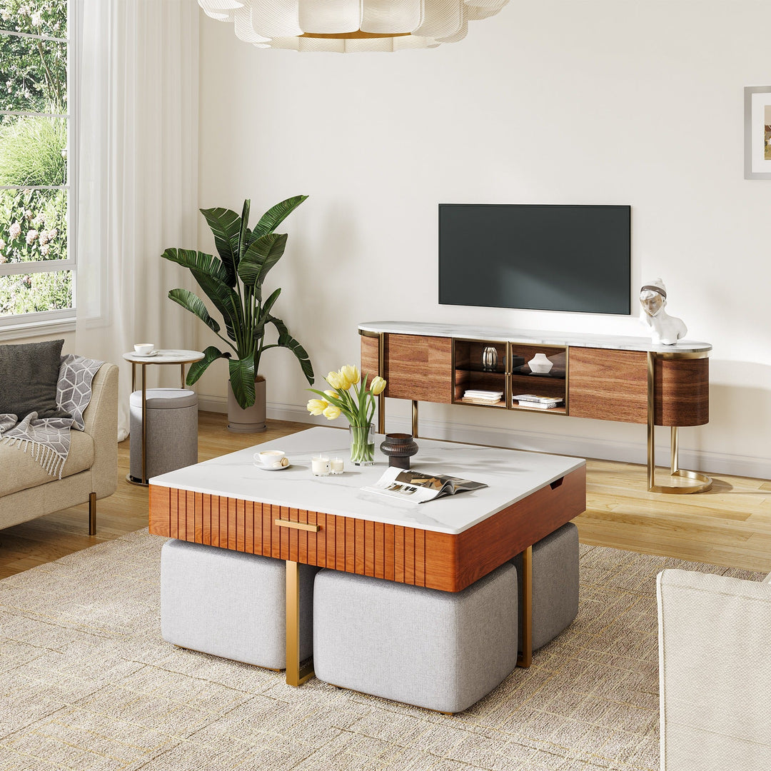 Vladimir Nesting Centre Tables with Seating | Wooden Coffee Table for Living Room Centre Tables