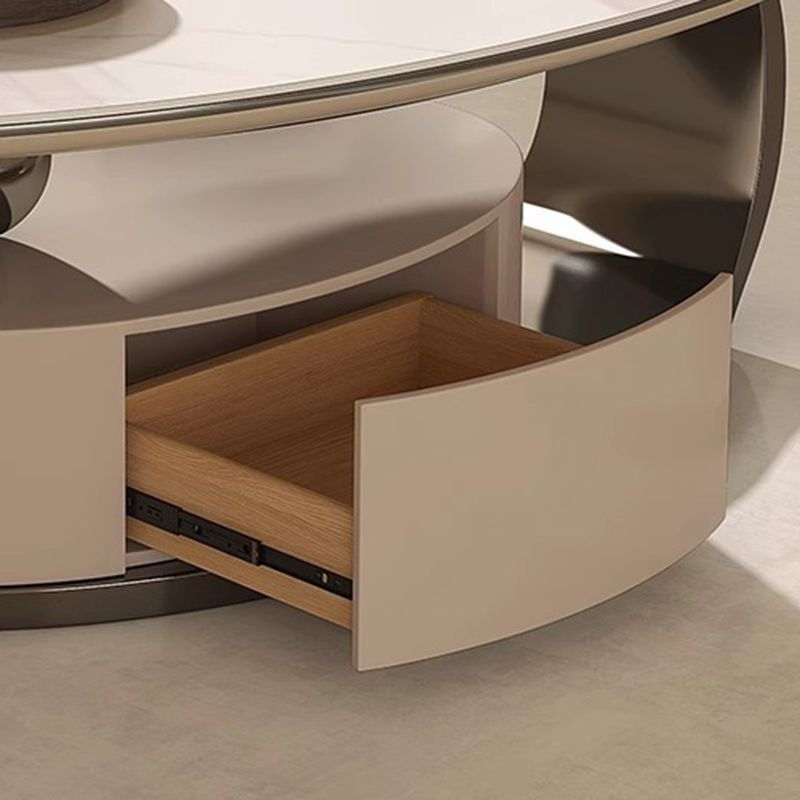 Vitara Marble Top Stainless Steel with PVD Coated Coffee Table Set | MDF Wooden Storage Frame