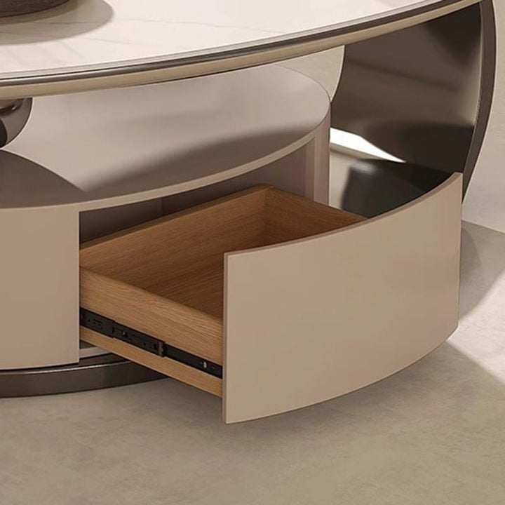 Vitara Marble Top Stainless Steel with PVD Coated Coffee Table Set | MDF Wooden Storage Frame