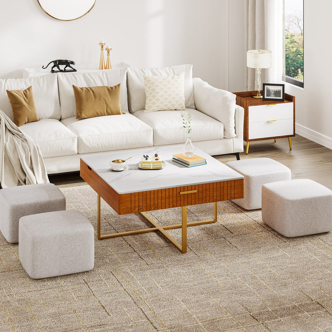 Vladimir Nesting Centre Tables with Seating | Wooden Coffee Table for Living Room Centre Tables