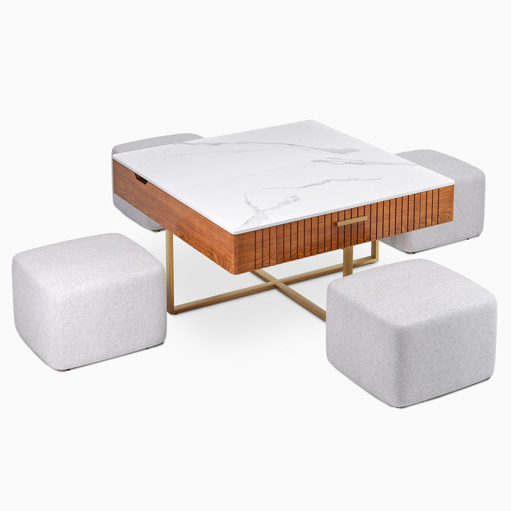 Vladimir Nesting Centre Tables with Seating | Wooden Coffee Table for Living Room Centre Tables