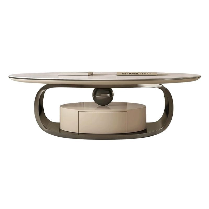 Vitara Marble Top Stainless Steel with PVD Coated Coffee Table Set | MDF Wooden Storage Frame