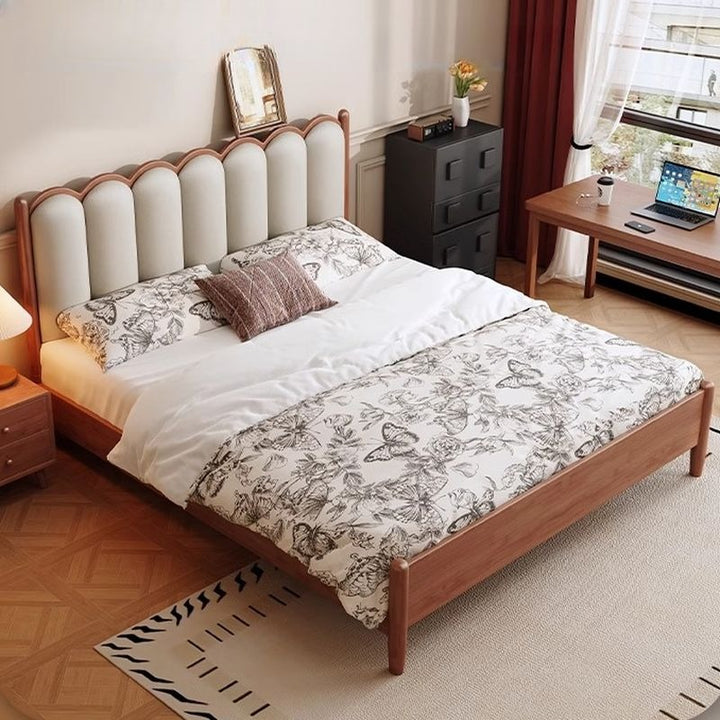 Polina Solid Walnut Wood Bed for Luxury Homes