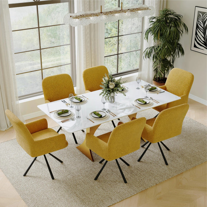 Viktor 7-Piece Modern Kitchen Table Set with 6 Swivel Chairs