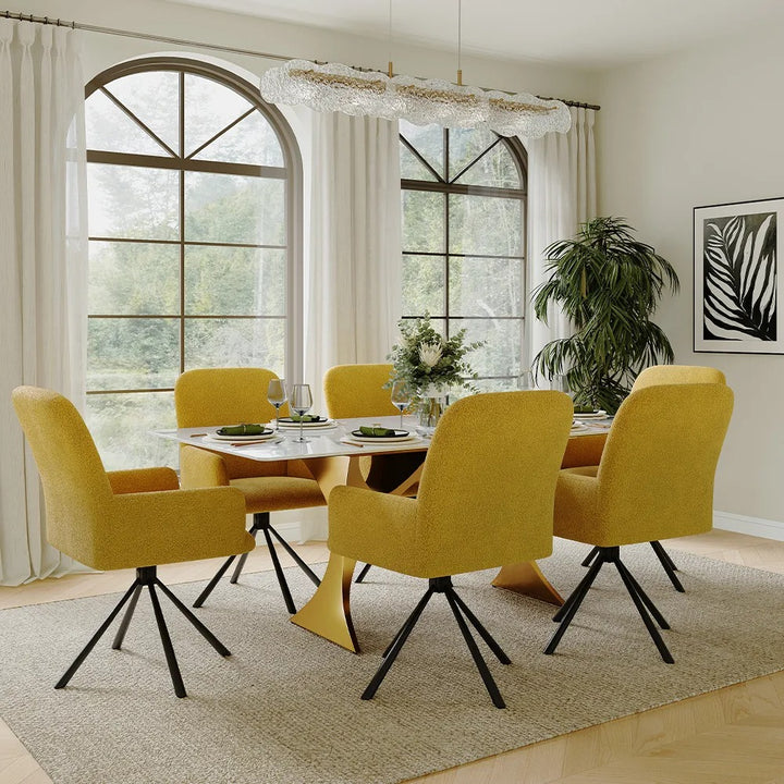 Viktor 7-Piece Modern Kitchen Table Set with 6 Swivel Chairs
