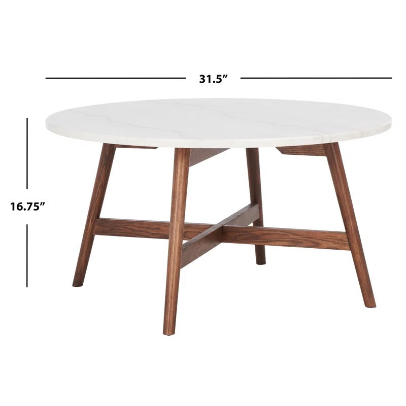 Shruti Solid Wood and Marble Top Coffee Table for Living Room