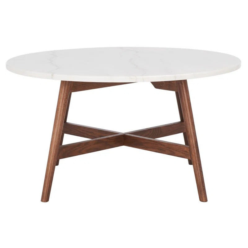 Shruti Solid Wood and Marble Top Coffee Table for Living Room