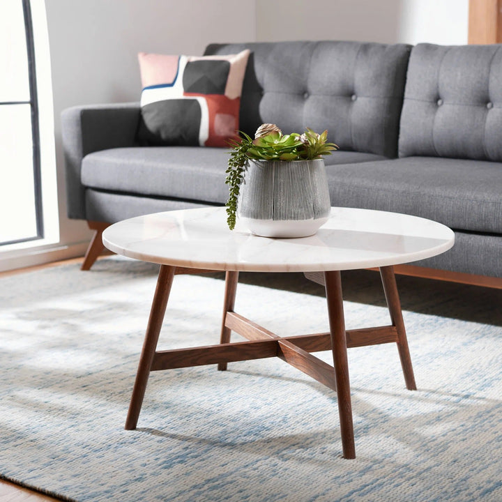 Shruti Solid Wood and Marble Top Coffee Table for Living Room