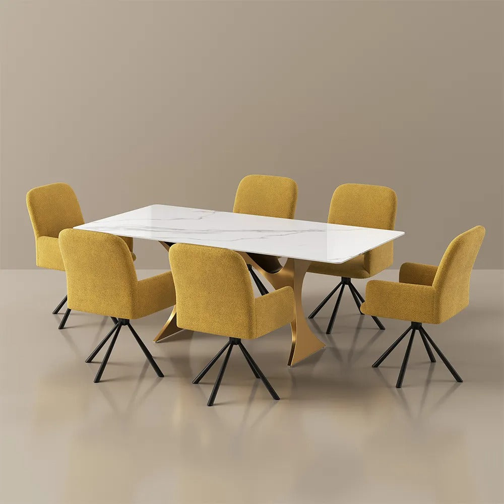 Viktor 7-Piece Modern Kitchen Table Set with 6 Swivel Chairs
