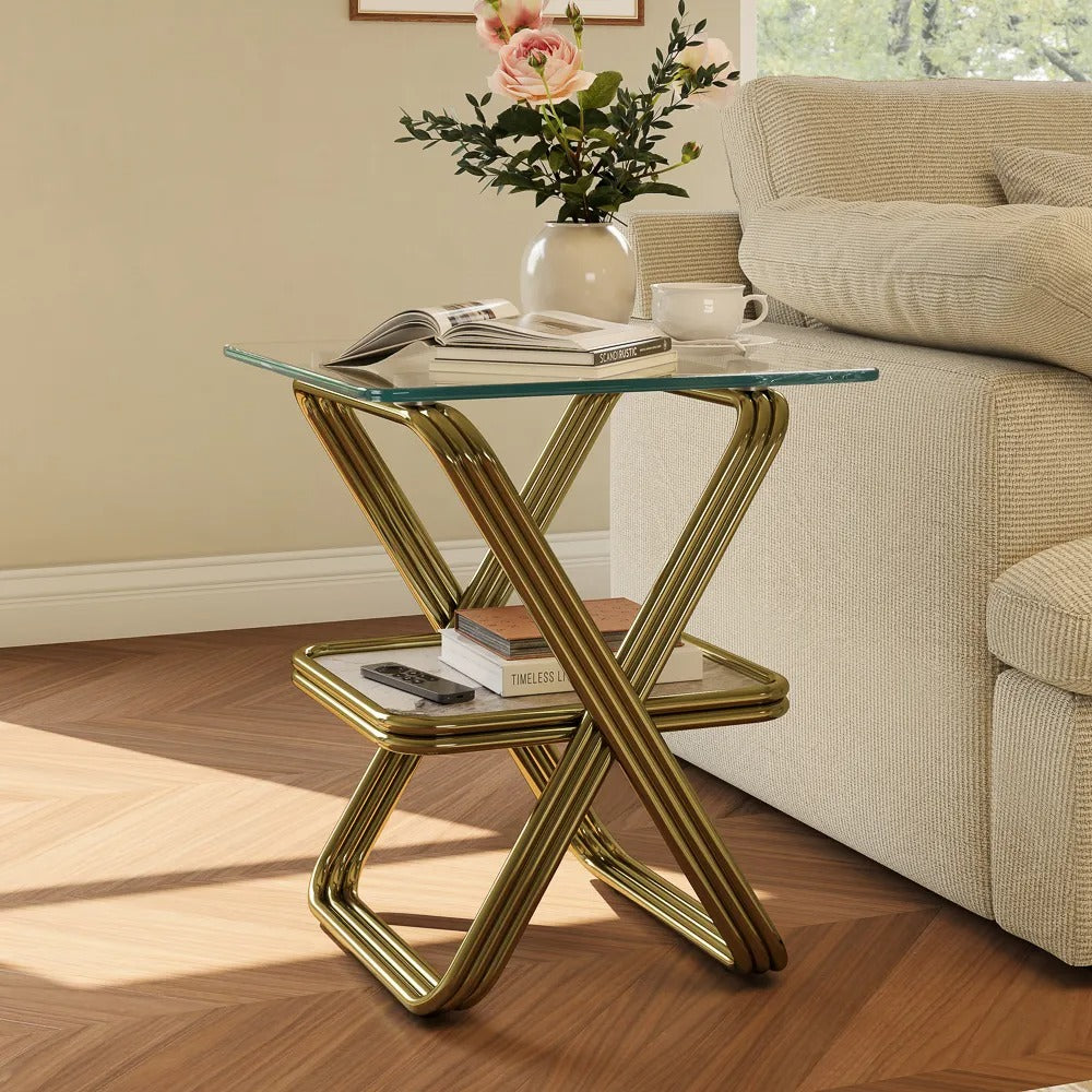 Gennady 20" Modern Glass Side Table