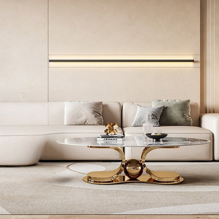 Lauren Stainless Steel With Pvd Coated And Marble Top Coffee Table