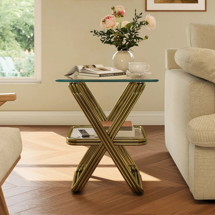 Gennady 20" Modern Glass Side Table