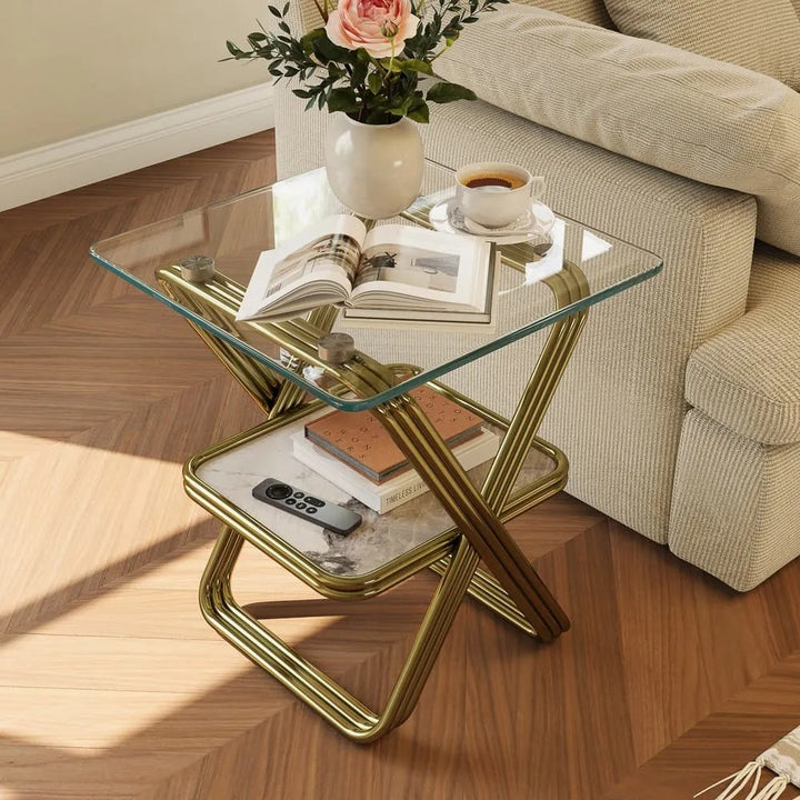 Gennady 20" Modern Glass Side Table