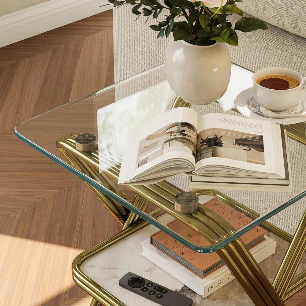 Gennady 20" Modern Glass Side Table