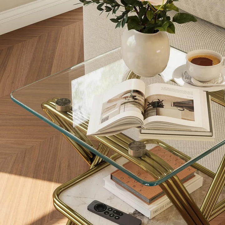 Gennady 20" Modern Glass Side Table