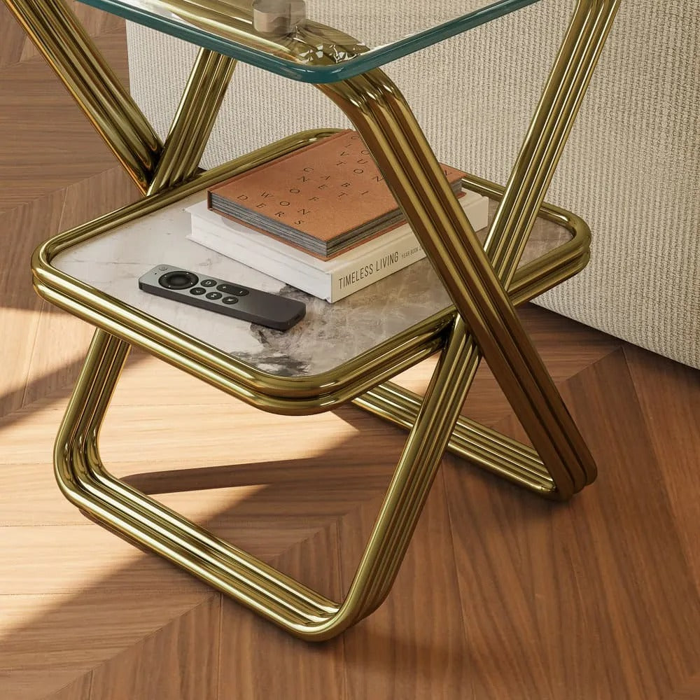 Gennady 20" Modern Glass Side Table