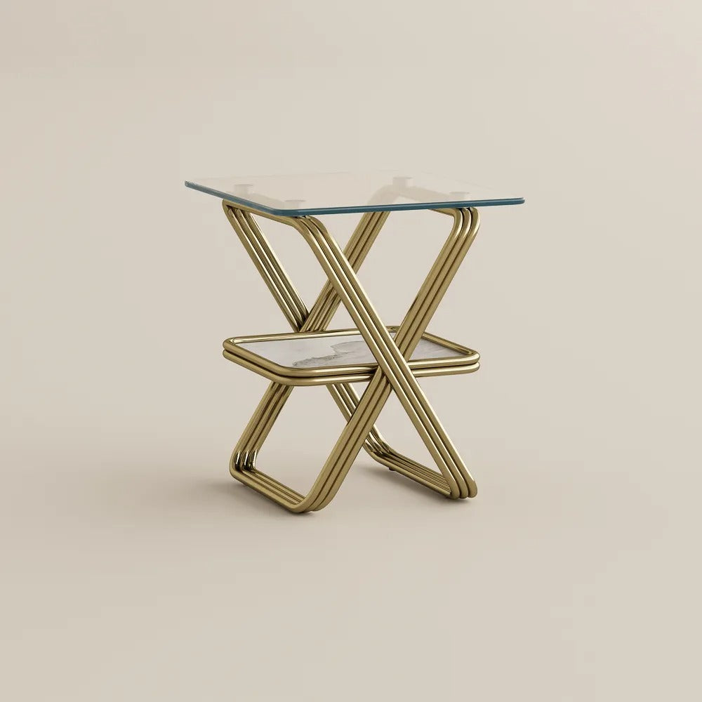 Gennady 20" Modern Glass Side Table