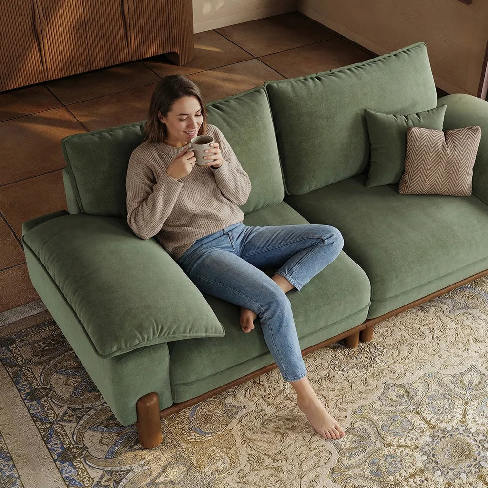 Fyodor-2+2 Seater Fabric Sofa Set with Solid Wood Frame & Pillow Arms