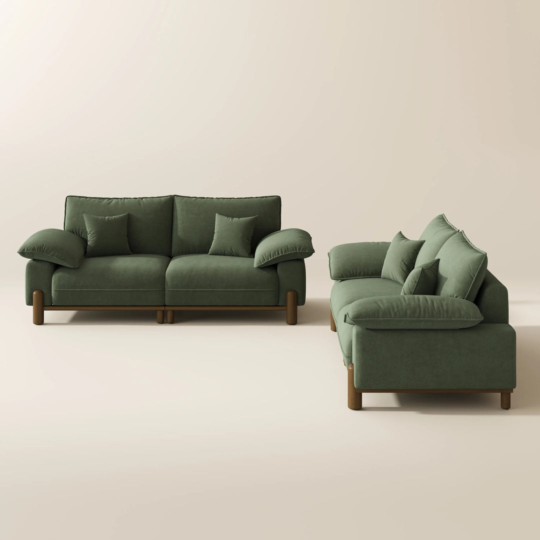 Fyodor-2+2 Seater Fabric Sofa Set with Solid Wood Frame & Pillow Arms