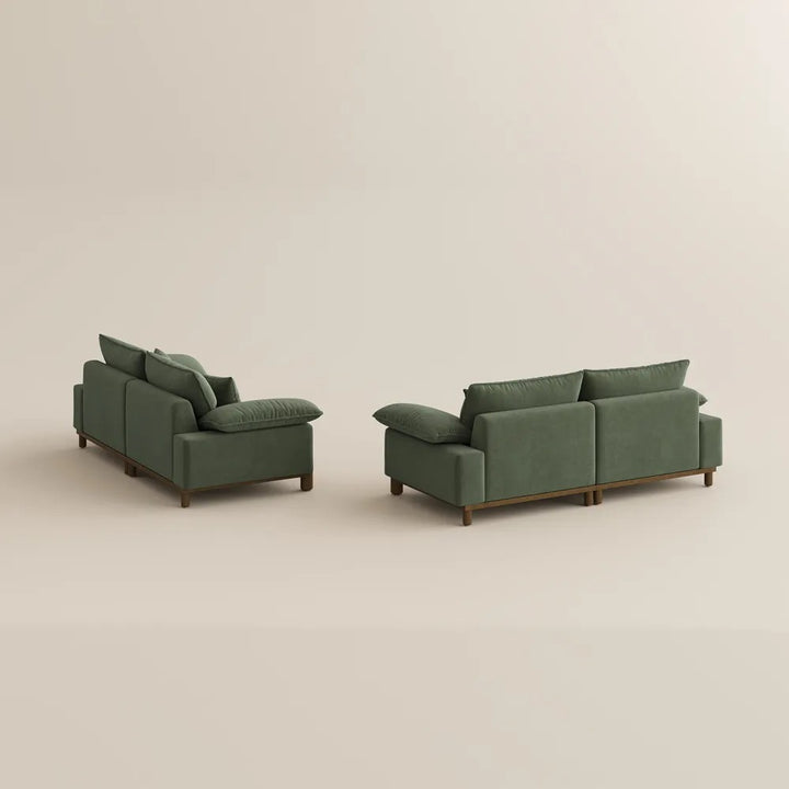 Fyodor-2+2 Seater Fabric Sofa Set with Solid Wood Frame & Pillow Arms